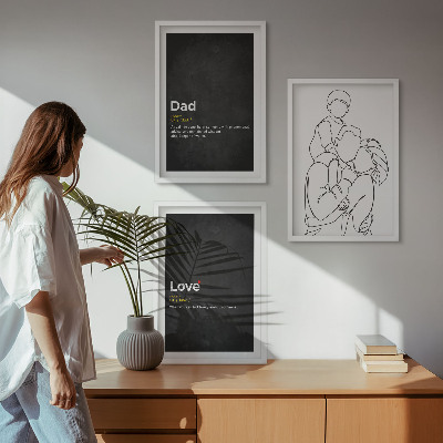 Composição de quadros moderna Desenho de família em estilo linear, amor e paternidade.