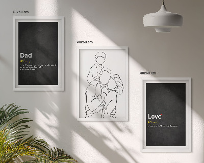 Composição de quadros moderna Desenho de família em estilo linear, amor e paternidade.