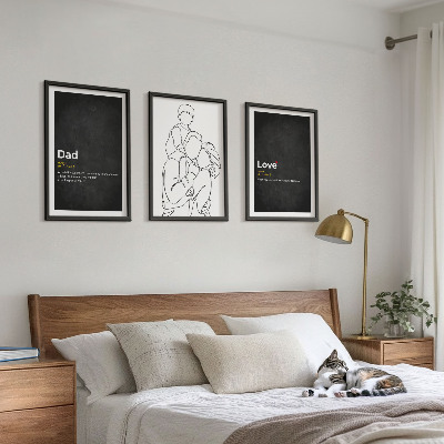 Composição de quadros moderna Desenho de família em estilo linear, amor e paternidade.
