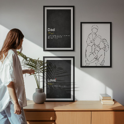 Composição de quadros moderna Desenho de família em estilo linear, amor e paternidade.