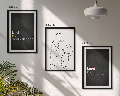 Composição de quadros moderna Desenho de família em estilo linear, amor e paternidade.