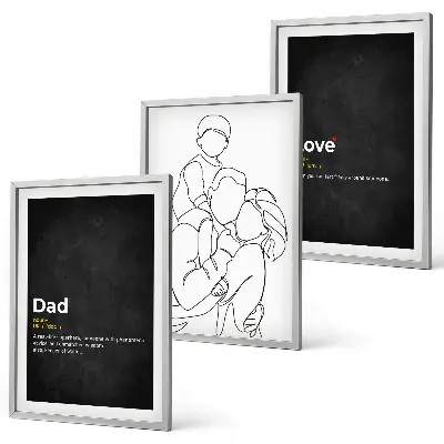Composição de quadros moderna desenho de família em estilo linear com tema de amor e paternidade