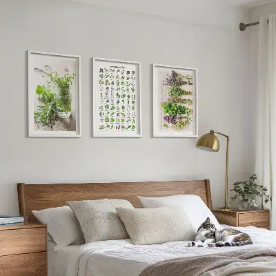 Conjunto de quadros de ervas secas estilo moderno para cozinha