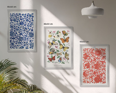 Conjunto de quadros para sala de estar Enfeites vintage de flores e borboletas