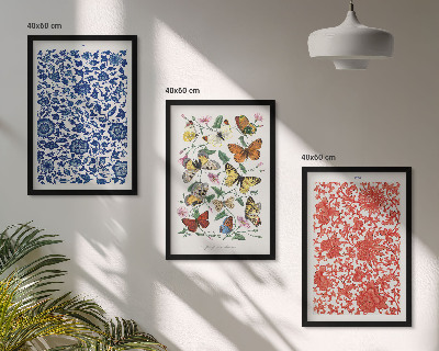 Conjunto de quadros para sala de estar Enfeites vintage de flores e borboletas