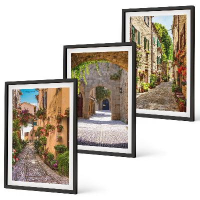 Composição de quadros moderna ruas italianas flores arquitetura
