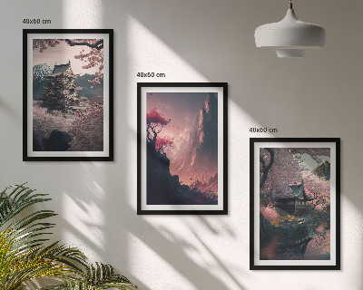 Conjunto de quadros para sala de estar Paisagens fantásticas das montanhas do Japão