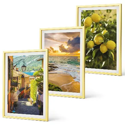 Composição de quadros moderna com temática de ruas, mar, praia e laranjeiras