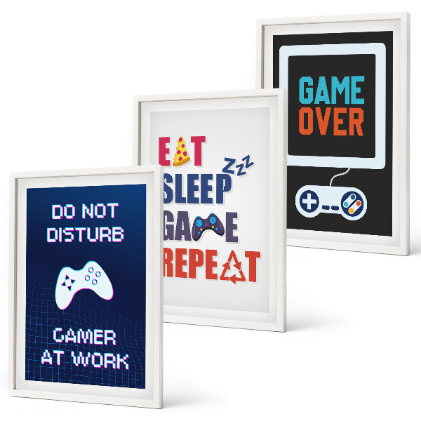 Conjunto de 3 quadros com moldura Legendas para entretenimento de jogadores