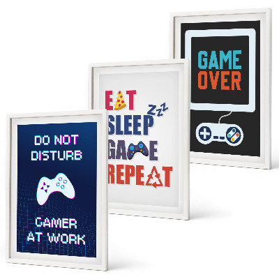 Conjunto de 3 quadros com moldura Legendas para entretenimento de jogadores