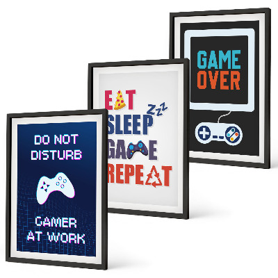 Conjunto de 3 quadros com moldura Legendas para entretenimento de jogadores