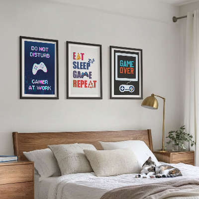 Conjunto de 3 quadros com moldura Legendas para entretenimento de jogadores