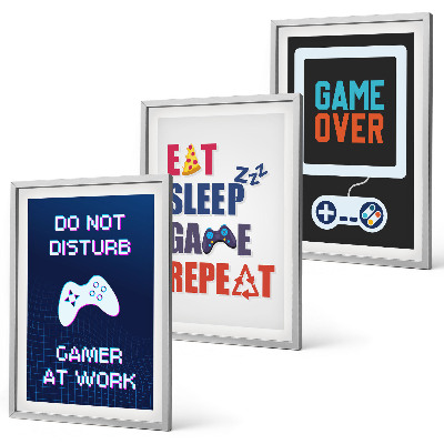 Conjunto de 3 quadros com moldura Legendas para entretenimento de jogadores