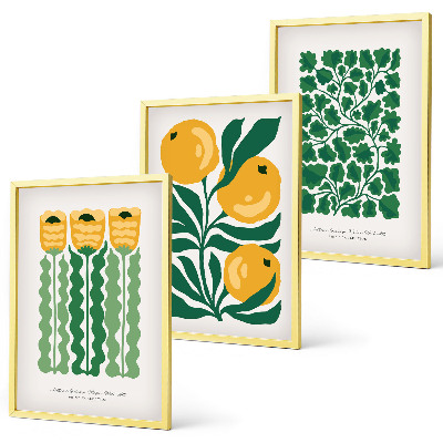 Conjunto de quadros para sala de estar Padrões de plantas, flores e folhas