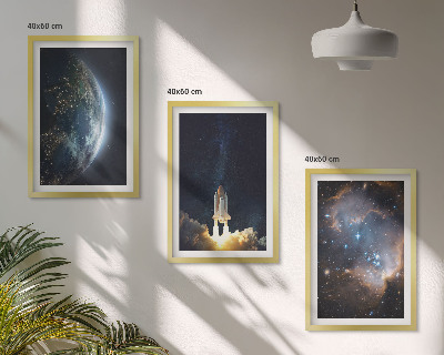 Composição de quadros moderna Espaço Terra foguete galáxia