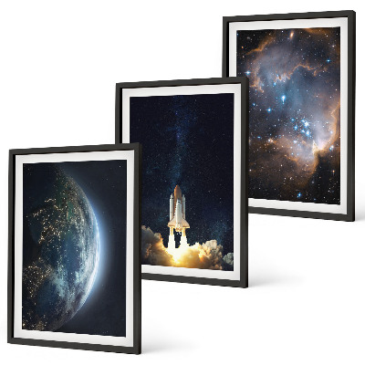 Composição de quadros moderna Espaço Terra foguete galáxia