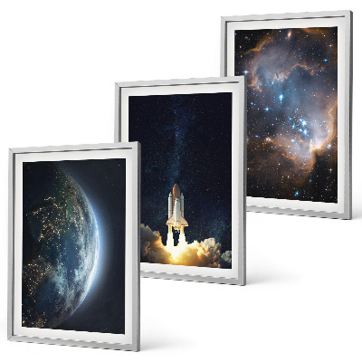 Composição de quadros moderna Espaço Terra foguete galáxia