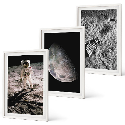 Conjunto de quadros para sala de estar Foto de astronauta na Lua