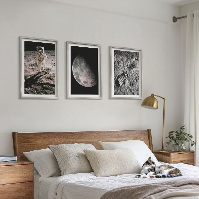Conjunto de quadros para sala de estar Foto de astronauta na Lua