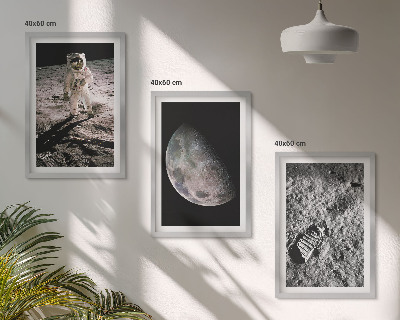 Conjunto de quadros para sala de estar Foto de astronauta na Lua