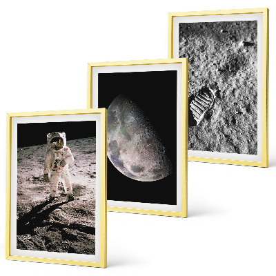 Conjunto de quadros para sala de estar Foto de astronauta na Lua