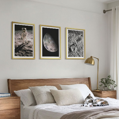 Conjunto de quadros para sala de estar Foto de astronauta na Lua