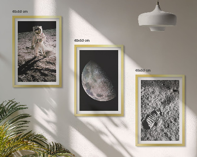 Conjunto de quadros para sala de estar Foto de astronauta na Lua