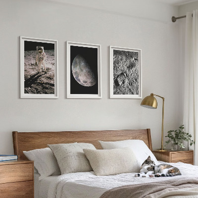 Conjunto de quadros para sala de estar Foto de astronauta na Lua
