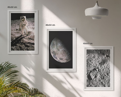 Conjunto de quadros para sala de estar Foto de astronauta na Lua