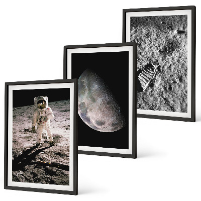 Conjunto de quadros para sala de estar Foto de astronauta na Lua