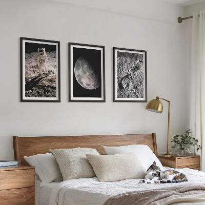 Conjunto de quadros para sala de estar Foto de astronauta na Lua
