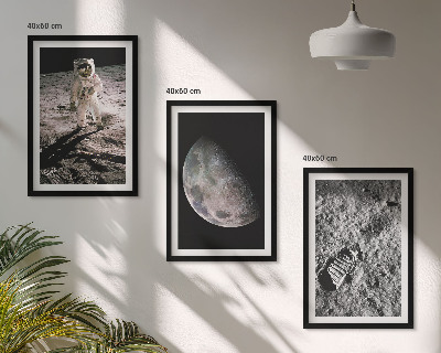 Conjunto de quadros para sala de estar Foto de astronauta na Lua