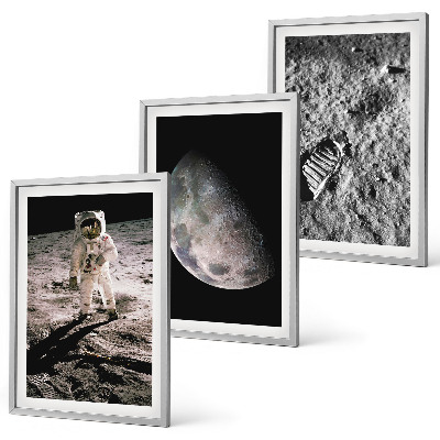 Conjunto de quadros para sala de estar Foto de astronauta na Lua