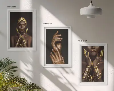 Conjunto de quadros decorativos retratos de mulheres africanas estilo moderno