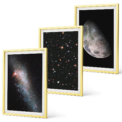 Conjunto de quadros para sala de estar galáxias espaciais estrelas lua