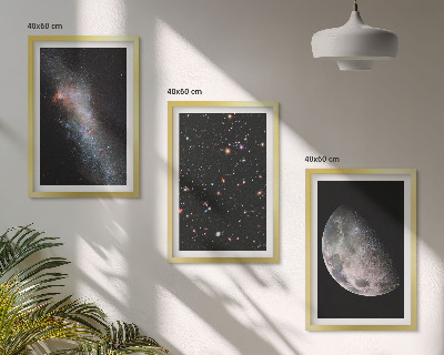 Conjunto de quadros para sala de estar galáxias espaciais estrelas lua