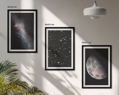Conjunto de quadros para sala de estar galáxias espaciais estrelas lua