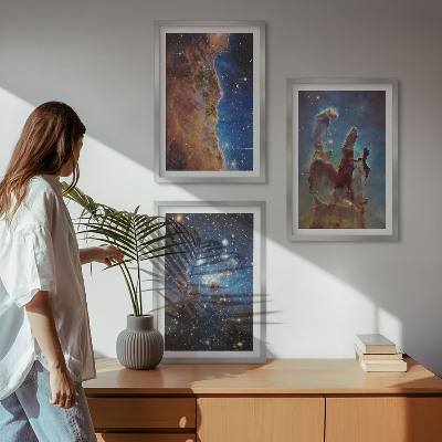 Composição de quadros moderna Paisagens espaciais de galáxias