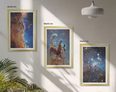 Composição de quadros moderna com paisagens espaciais de galáxias
