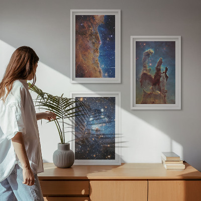 Composição de quadros moderna Paisagens espaciais de galáxias