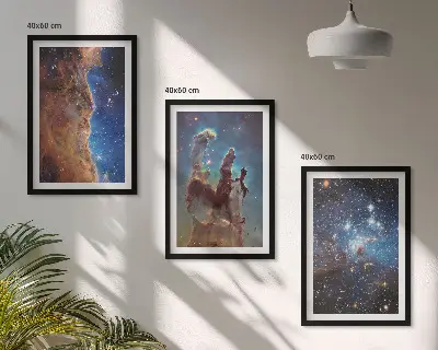 Composição de quadros moderna com paisagens espaciais de galáxias