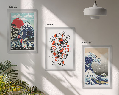 Composição de quadros moderna Montanhas de peixes Grande Onda Japão