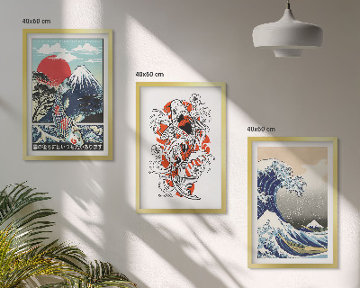 Composição de quadros moderna Montanhas de peixes Grande Onda Japão
