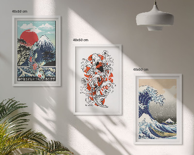 Composição de quadros moderna Montanhas de peixes Grande Onda Japão