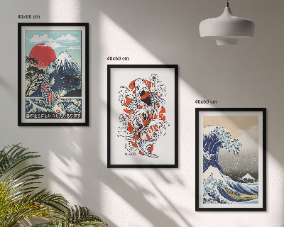 Composição de quadros moderna Montanhas de peixes Grande Onda Japão
