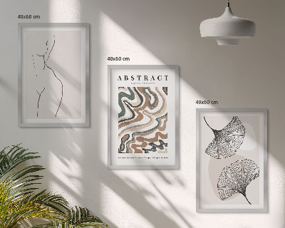 Conjunto de 3 quadros com moldura Formas abstratas de padrões boho.