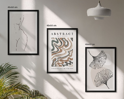 Conjunto de 3 quadros com moldura Formas abstratas de padrões boho.