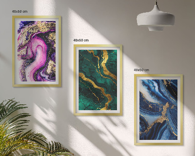 Conjunto de quadros para sala de estar Padrões abstratos em verde-rosa