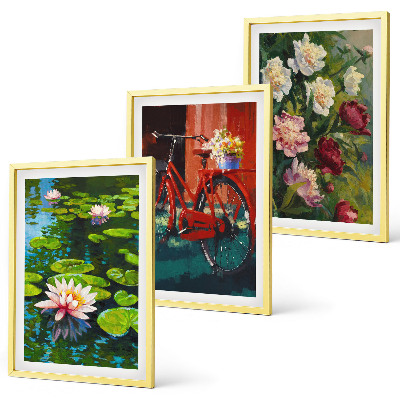Composição de quadros moderna Lírios no jardim, flores coloridas