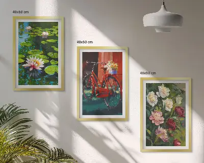 Composição de quadros moderna lírios no jardim com flores coloridas